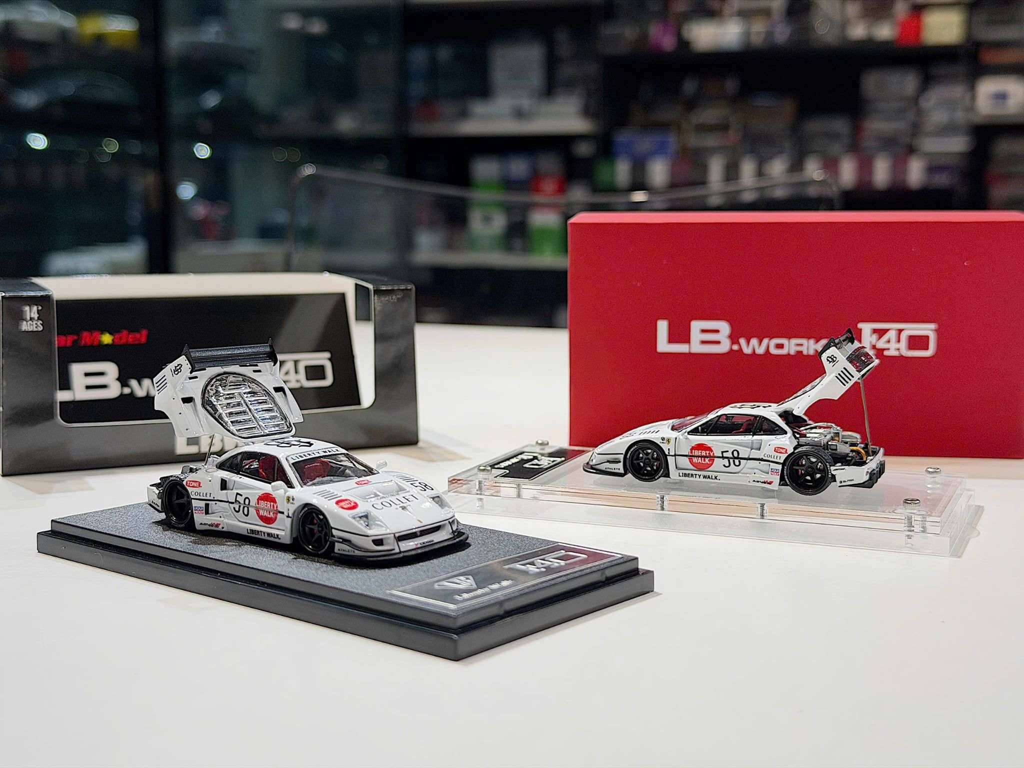 XE MÔ HÌNH FERRARI F40 LBW WHITE,TỶ LỆ 1/64 STAR MODEL