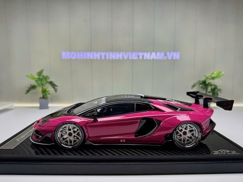  XE MÔ HÌNH LAMBORGHINI AVENTADOR SVJ LBW PINK,TỶ LỆ 1/18 VIP MODEL 