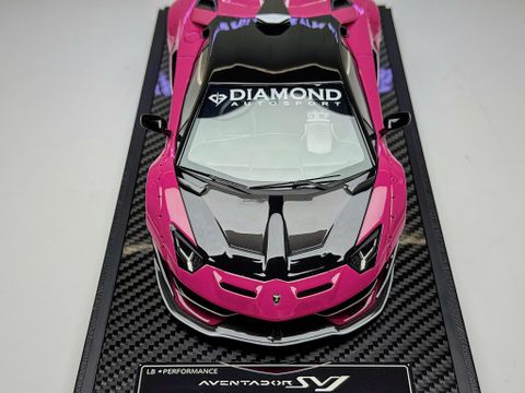  XE MÔ HÌNH LAMBORGHINI AVENTADOR SVJ LBW PINK,TỶ LỆ 1/18 VIP MODEL 
