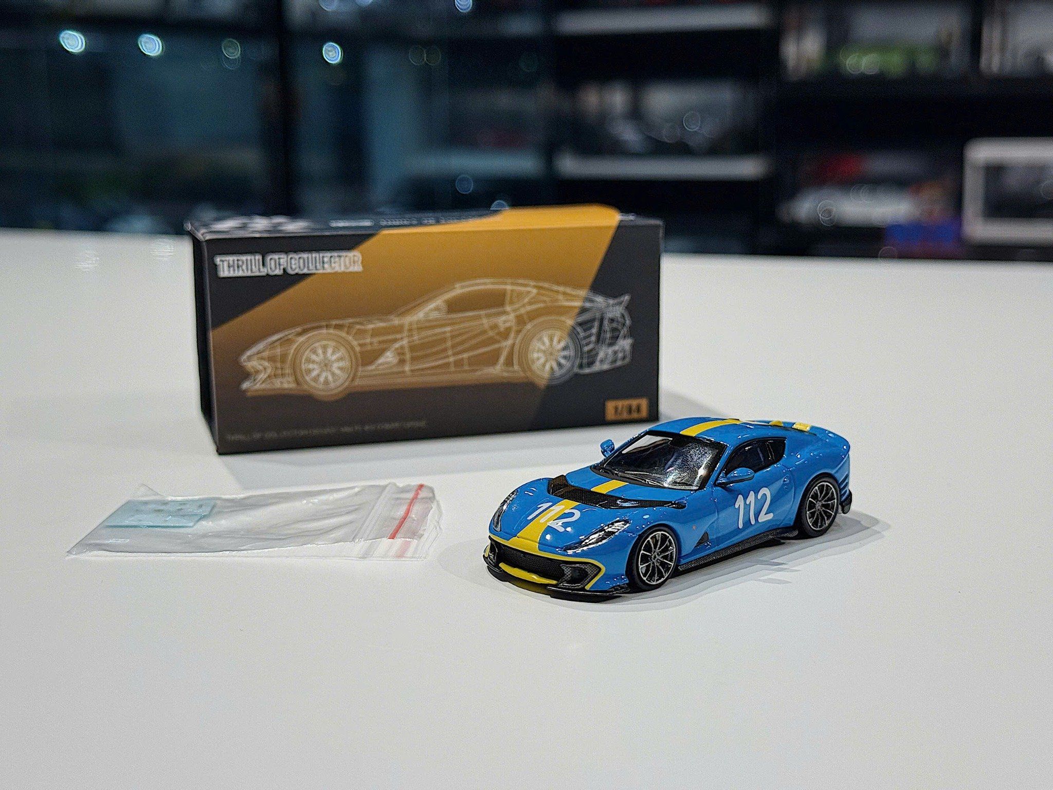 XE MÔ HÌNH FERRARI 812 COMPETIZIONE FRENCE RACING BLUE,TỶ LỆ 1/64 TOC