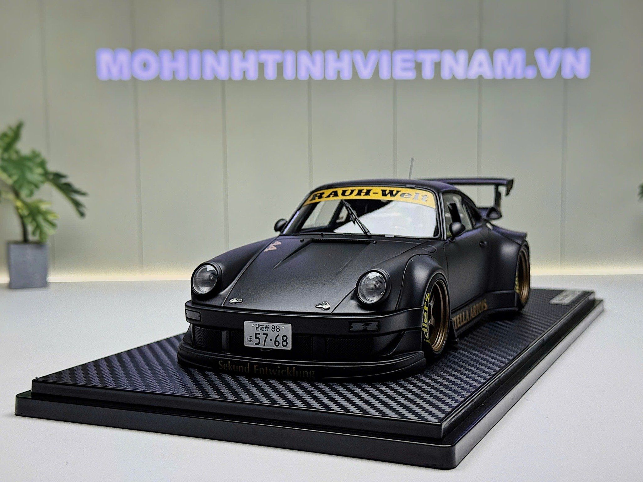 XE MÔ HÌNH PORSCHE 930 RWB MATTE BLACK,TỶ LỆ 1/18 IGNITION