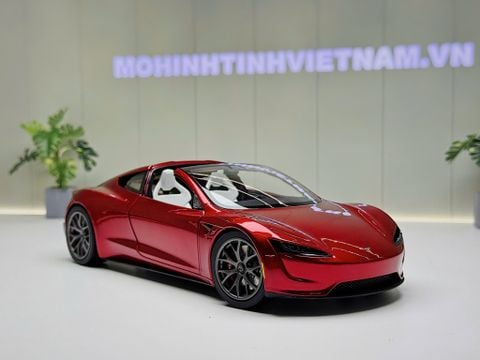  XE MÔ HÌNH TESLA ROADSTER CHERRY RED,TỶ LỆ 1/18 TESLA 