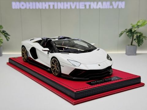  XE MÔ HÌNH LAMBORGHINI AVENTADOR ULTIMAE BIANCO ASOPO,TỶ LỆ 1/18 MR 