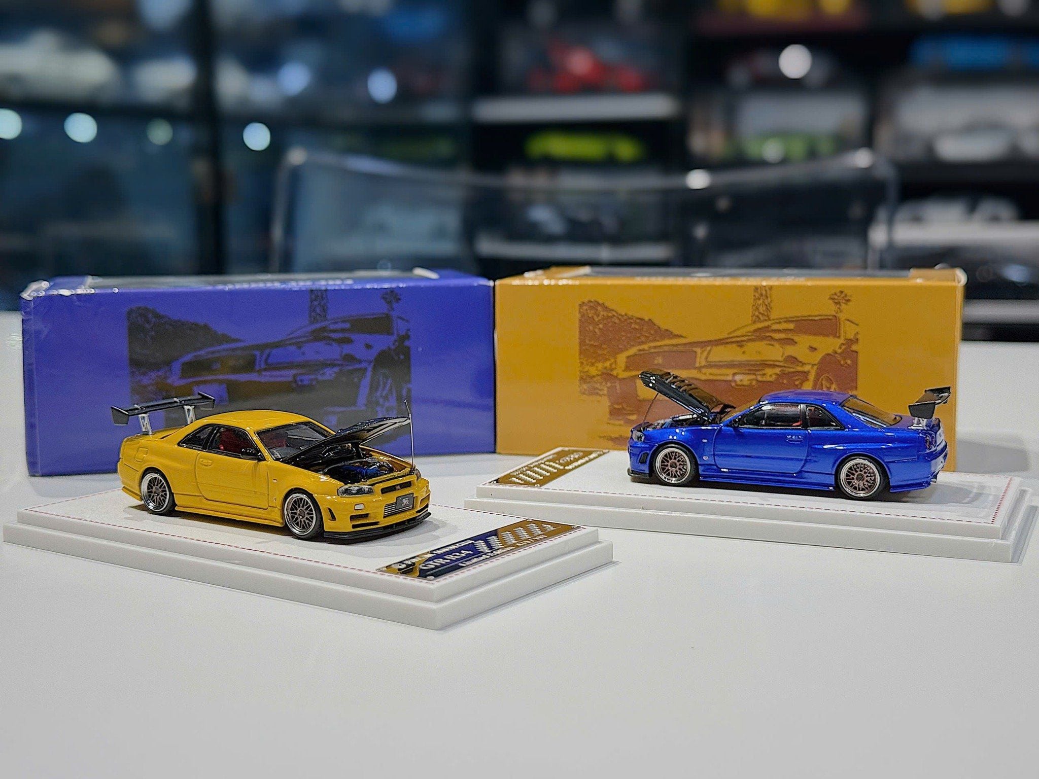 XE MÔ HÌNH NISSAN R34 GTR SKYLINE,TỶ LỆ 1/64 FOCAL HORIZON