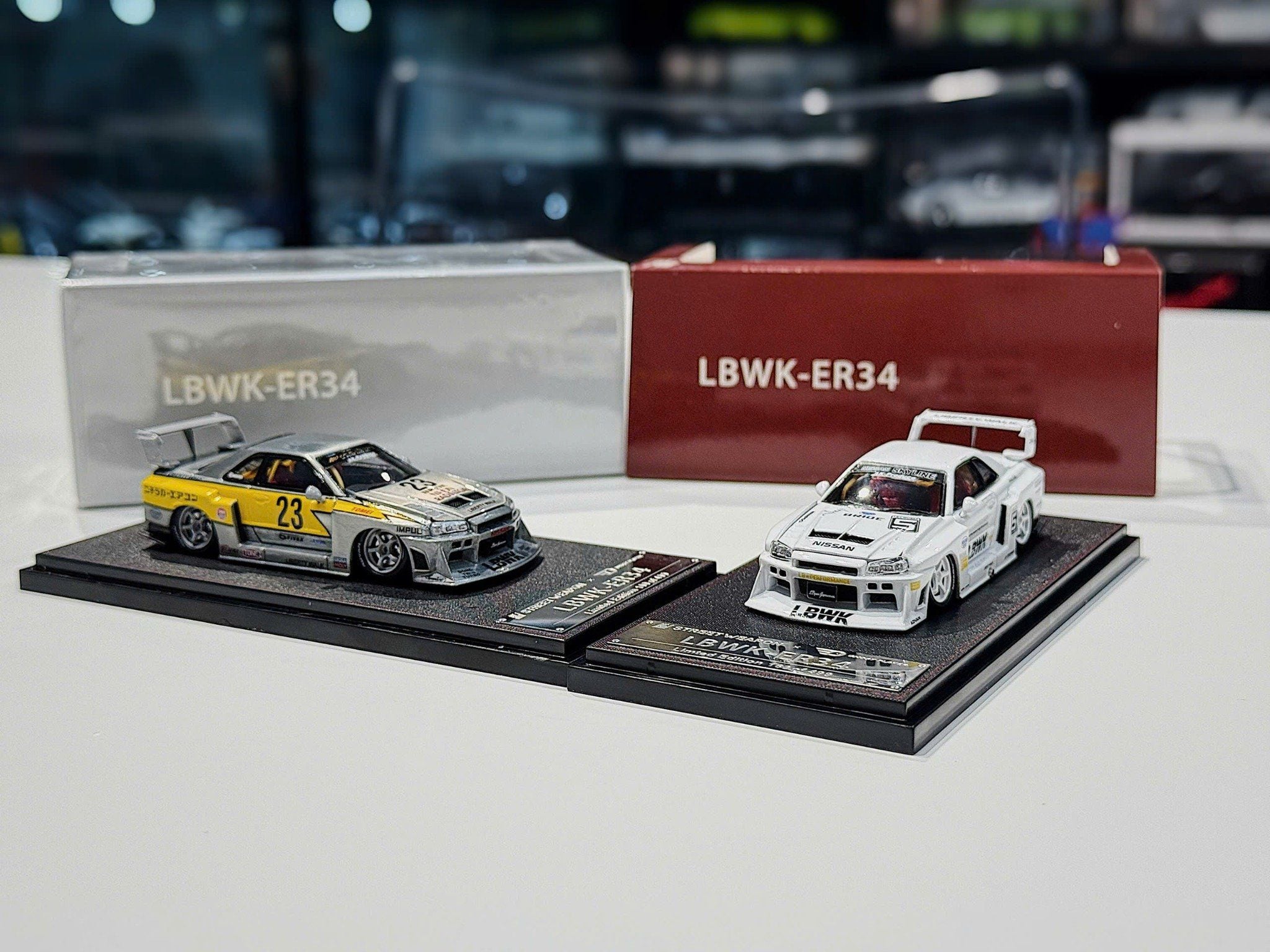 XE MÔ HÌNH NISSAN ER34 LBW,TỶ LỆ 1/64 STREET WEAPON