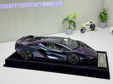  XE MÔ HÌNH LAMBORGHINI SIAN FKP 37 CHAMELOEN PUPRLE GREEN,TỶ LỆ 1/18 HENSON HEAVEN 