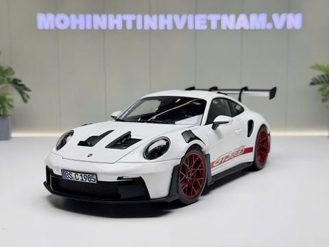  XE MÔ HÌNH PORSCHE 911 GT3 RS  2022 WHITE / PYRO RED,TỶ LỆ 1/18 NOREV 