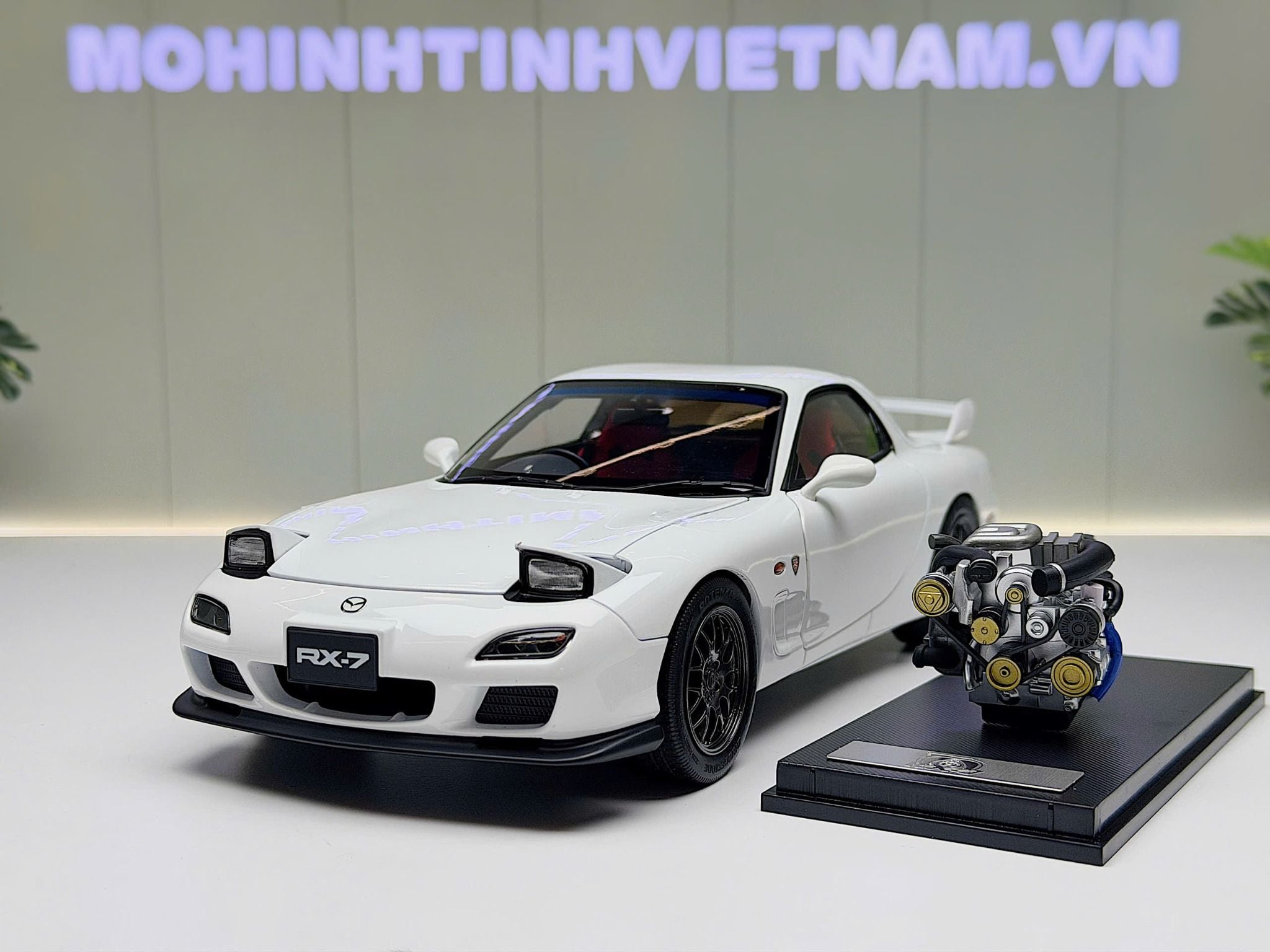 XE MÔ HÌNH MAZDA RX7 SPIRIT R WHITE,TỶ LỆ 1/18 POLAR MASTER