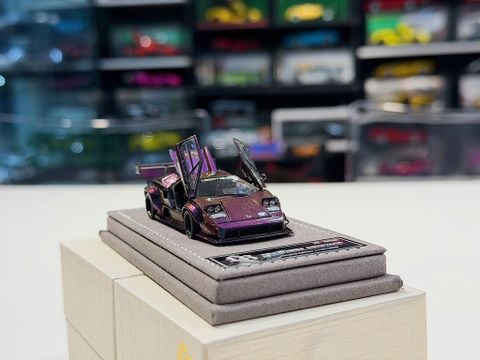  XE MÔ HÌNH LAMBORGHINI COUNTACH LBW PUPRLE,TỶ LỆ 1/64 TOPART 