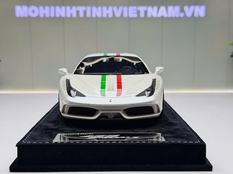  XE MÔ HÌNH FERRARI 458 SPECIALE GLACIER WHITE,TỶ LỆ 1/18 HENSON HEAVEN 