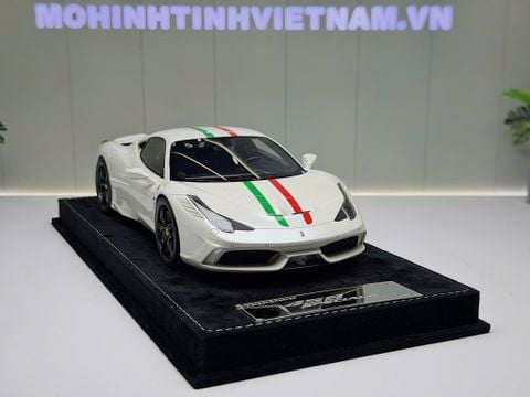  XE MÔ HÌNH FERRARI 458 SPECIALE GLACIER WHITE,TỶ LỆ 1/18 HENSON HEAVEN 