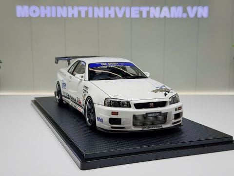  XE MÔ HÌNH NISSAN GT-R R34 TOP SECRET WHITE,TỶ LỆ 1/18 IGNITION 