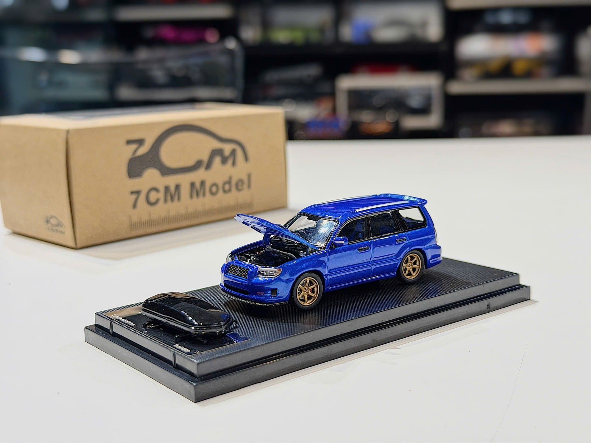 XE MÔ HÌNH SUBARU FORESTER SG9 BLUE PEARL,TỶ LỆ 7CM MODEL