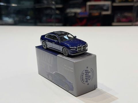  XE MÔ HÌNH BMW I7 XDRIVE60 TANZANITE BLUE METALLIC,TỶ LỆ 1/64 MINIGT 