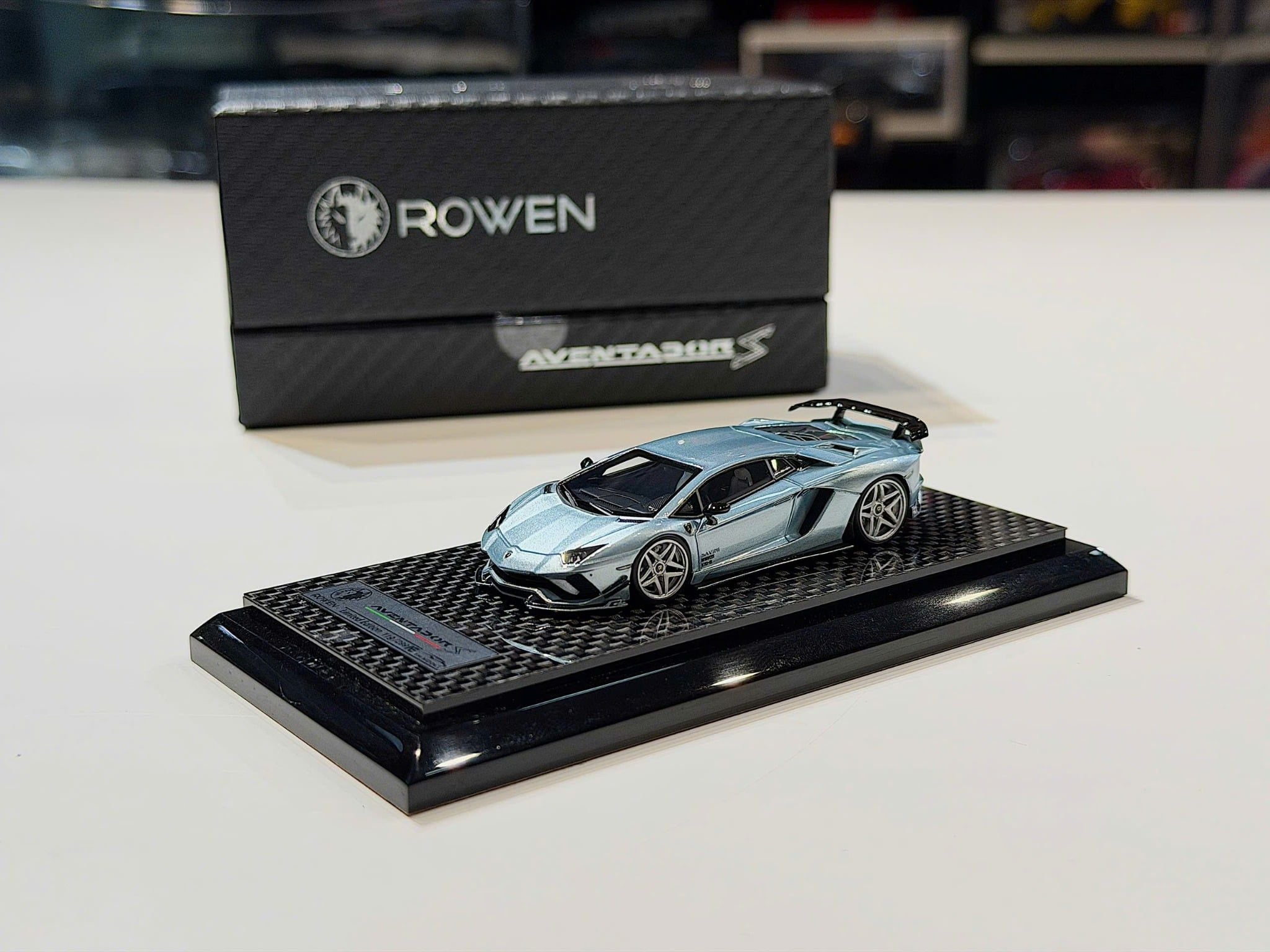 XE MÔ HÌNH LAMBORGHINI AVENTADOR S ROWEN ICE BLUE,TỶ LỆ 1/64 YM MODEL