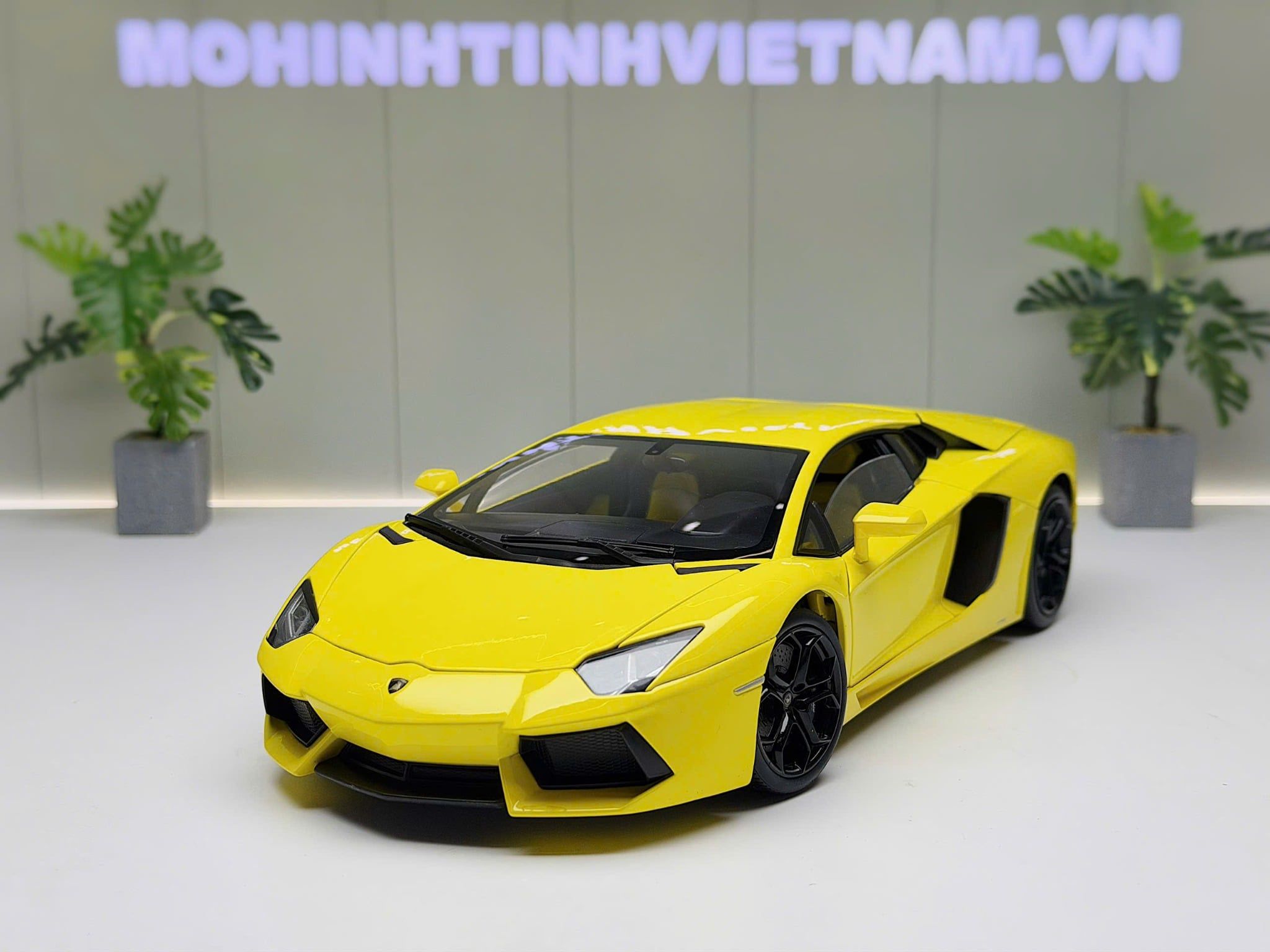 XE MÔ HÌNH LAMBORHINI AVENTADOR LP700-4 YELLOW,TỶ LỆ 1/18 FX