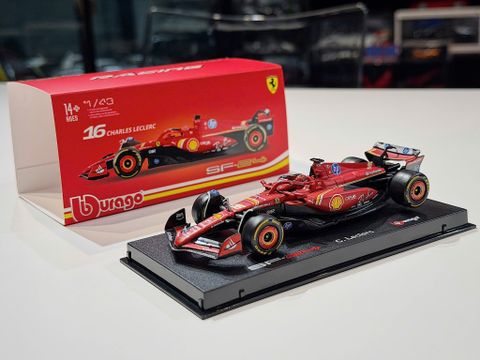 XE MÔ HÌNH F1 FERRARI SF-24 CHARLES LECLERC,TỶ LỆ 1/43 BBURAGO 