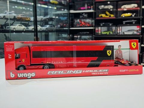  XE MÔ HÌNH IVECO S-WAY 570 X FERRARI SF24,TỶ LỆ 1/43 BBURAGO 