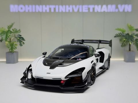 XE MÔ HÌNH MC LAREN SENNA GTR PEARL WHITE,TỶ LỆ 1/18 LCD 