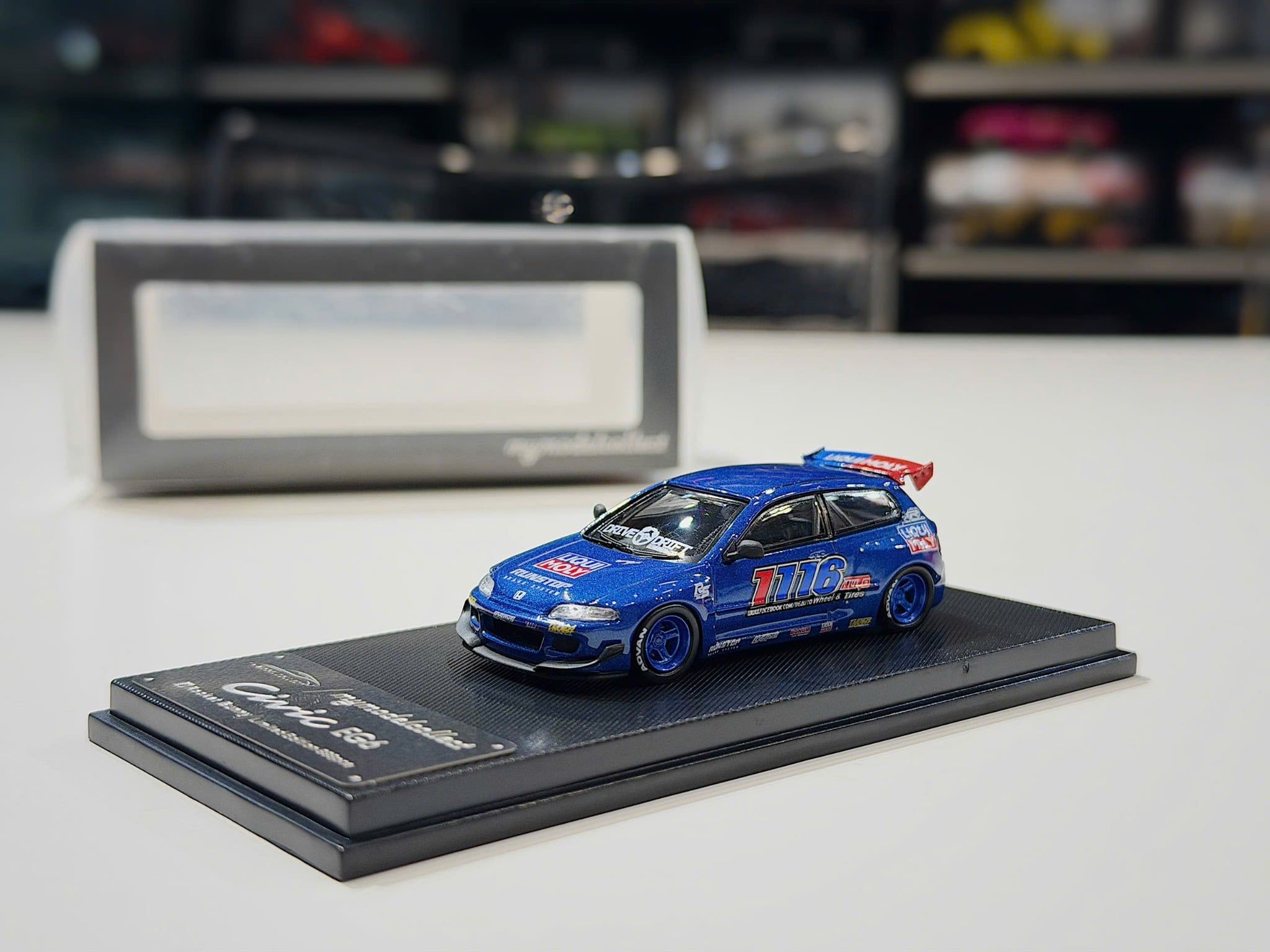 XE MÔ HÌNH HONDA CIVIC EG9 BLUE,TỶ LỆ 1/64 MY MODELCOLLECT