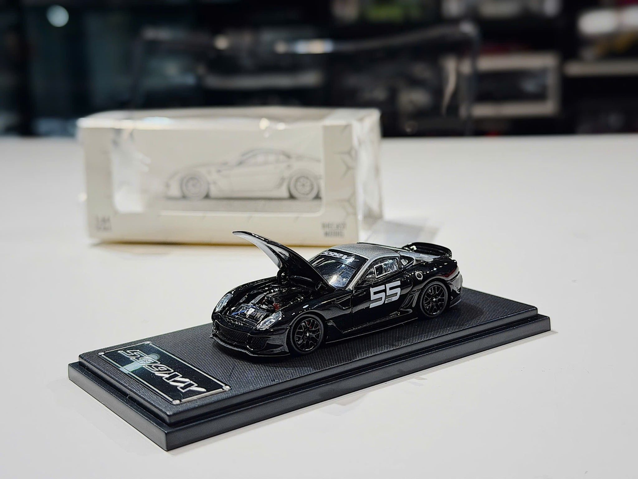 XE MÔ HÌNH FERRARI 599XX EVO BLACK,TỶ LỆ 1/64 RIHNO
