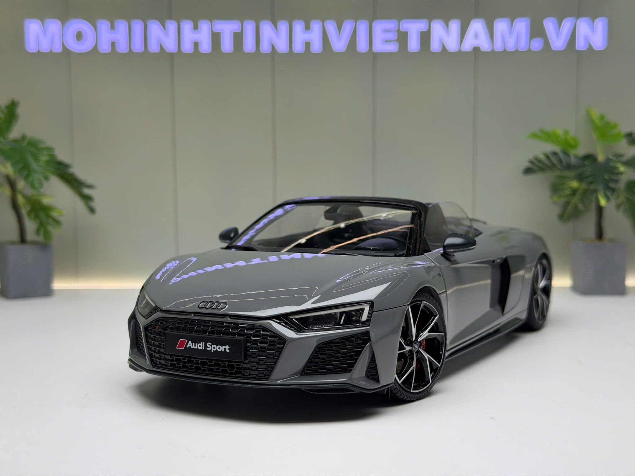 XE MÔ HÌNH AUDI R8 SPYDER GREY,TỶ LỆ 1/18 KENGFAI