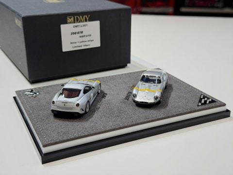  XE MÔ HÌNH FERRARI 599 GTO - 250 GTO SILVER,TỶ LỆ 1/64 DMY 