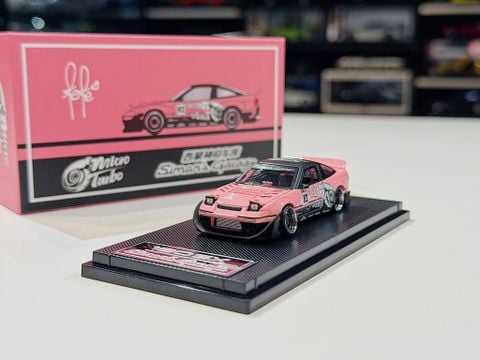 XE MÔ HÌNH NISSAN 180SX ROCKET BUNNY METALLIC PINK,TỶ LỆ 1/64 MICRO TURBO 