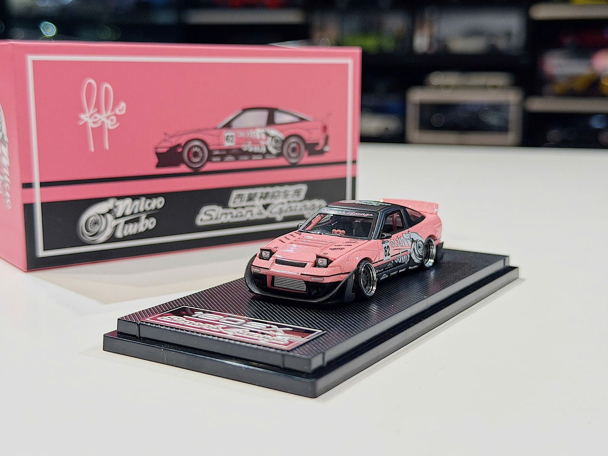 XE MÔ HÌNH NISSAN 180SX ROCKET BUNNY METALLIC PINK,TỶ LỆ 1/64 MICRO TURBO