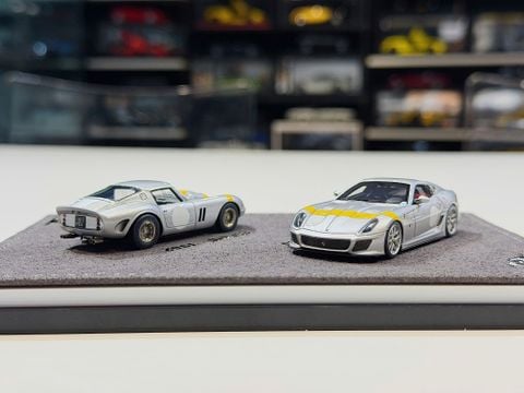  XE MÔ HÌNH FERRARI 599 GTO - 250 GTO SILVER,TỶ LỆ 1/64 DMY 