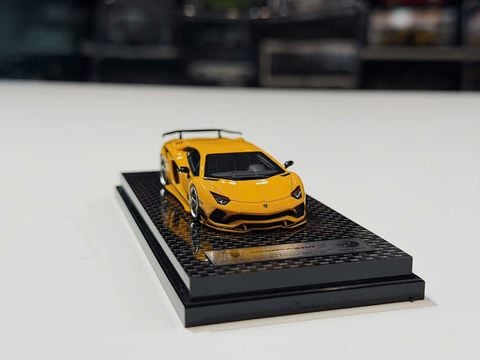  XE MÔ HÌNH LAMBORGHINI AVENTADOR ROWEN YELLOW,TỶ LỆ 1/64 ROTATING WHEEL 