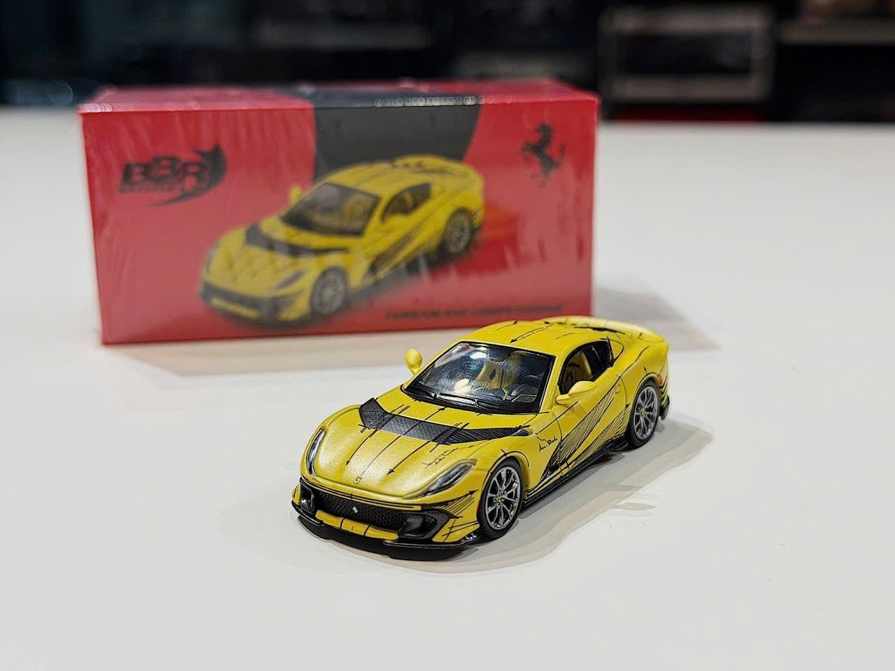 XE MÔ HÌNH FERRARI 812 COMPETIZIONE YELLOW,TỶ LỆ 1/64 BBR