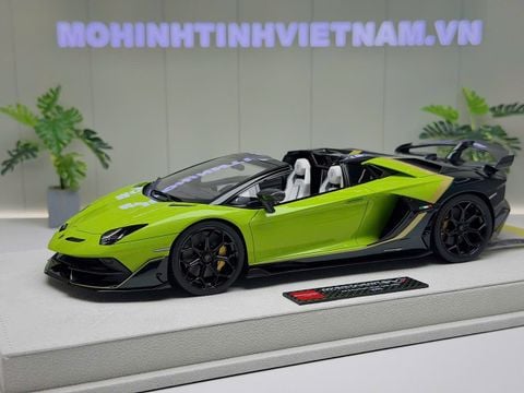  XE MÔ HÌNH LAMBORGHINI AVENTADOR SVJ ROADSTER VERDE SCANDAL / VERDE HYDRA,TỶ LỆ 1/18 MAKE UP 