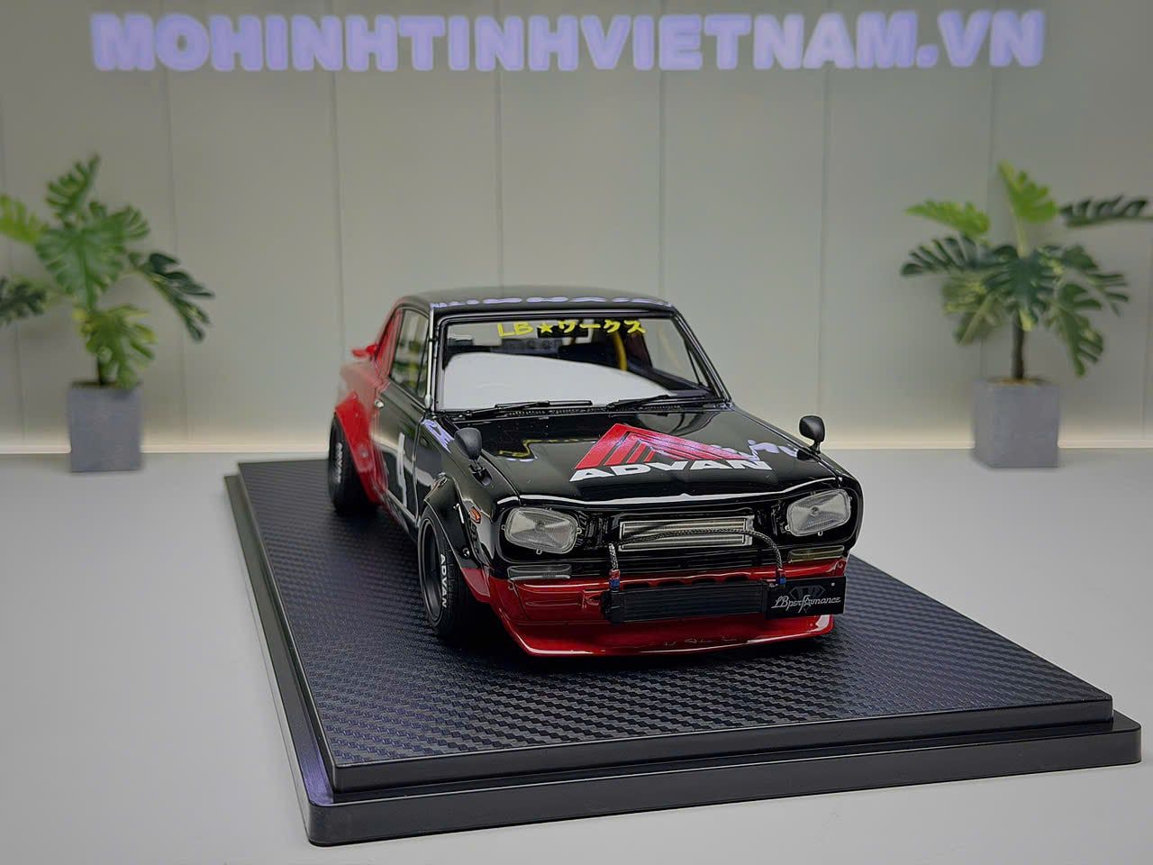 XE MÔ HÌNH NISSAN SKYLINE HAKOSUKA 2 DOOR -- LB-WORKS ADVAN,TỶ LỆ 1/18 IGNITION ( IG2646 )