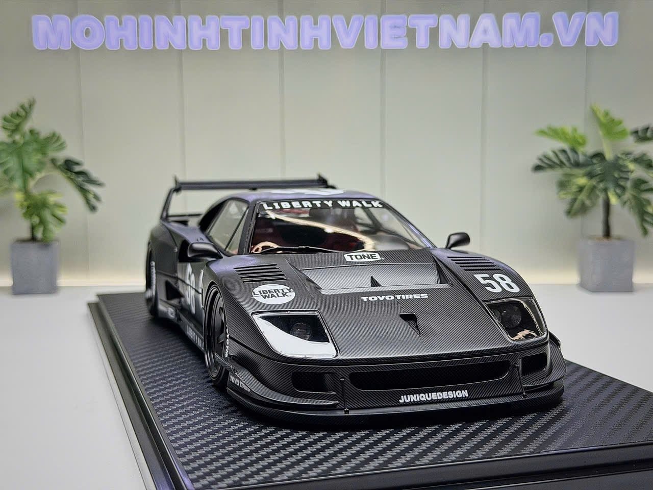 XE MÔ HÌNH FERRARI F40 LIBERTY WALK CARBON FIBER,TỶ LỆ 1/18 IGNITION