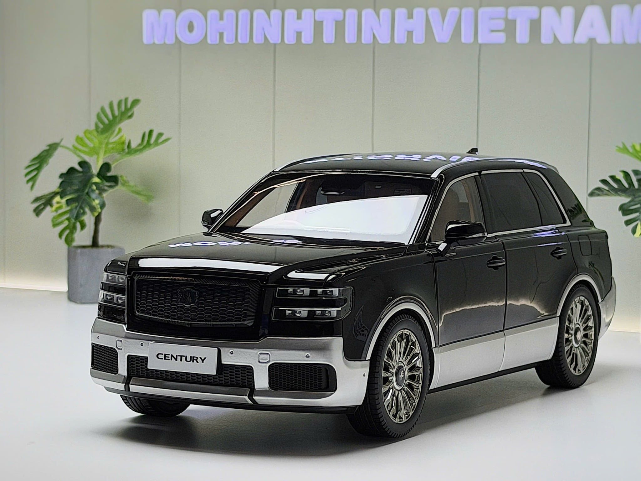 XE MÔ HÌNH TOYOTA CENTURY 2023 BLACK X SILVER,TỶ LỆ 1/18 ALMOST REAL