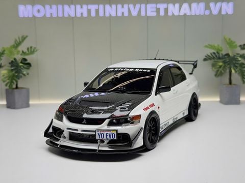  XE MÔ HÌNH MITSUBISHI LANCER EVOLUTION IX WHITE,TỶ LỆ 1/18 SUPER A 
