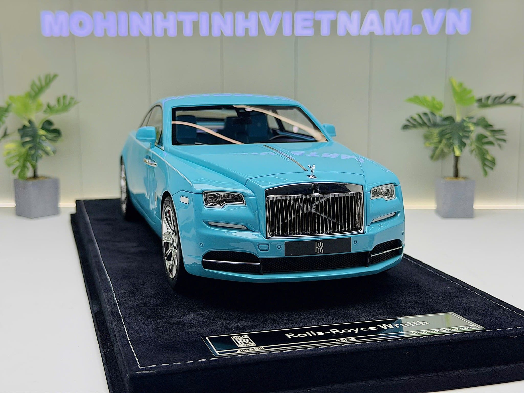 XE MÔ HÌNH ROLLS ROYCE WRAITH BABY BLUE,TỶ LỆ 1/18 HENSON HEAVEN