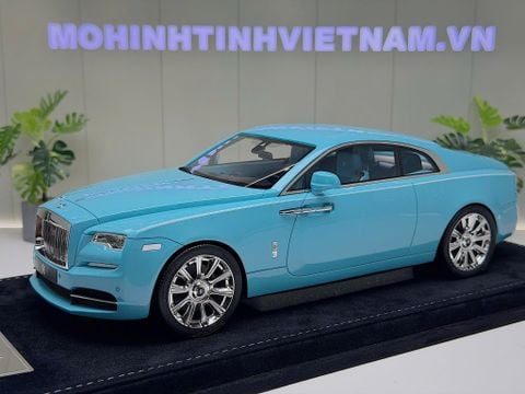  XE MÔ HÌNH ROLLS ROYCE WRAITH BABY BLUE,TỶ LỆ 1/18 HENSON HEAVEN 