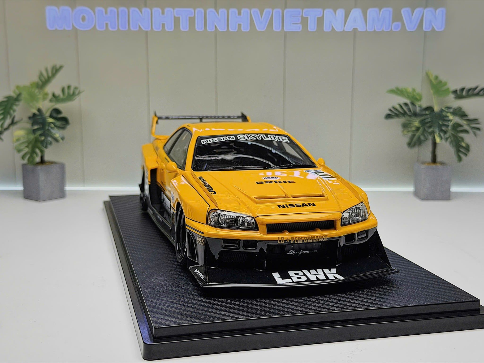 XE MÔ HÌNH NISSAN LB-ER34 SILHOUETTE SKYLINE YELLOW/BLACK,TỶ LỆ 1/18 IGNITION