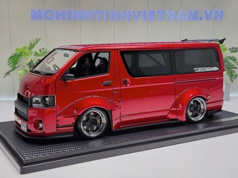  XE MÔ HÌNH TOYOTA HIACE T.S.D WORKS RED METALLIC,TỶ LỆ 1/18 IGNITION 