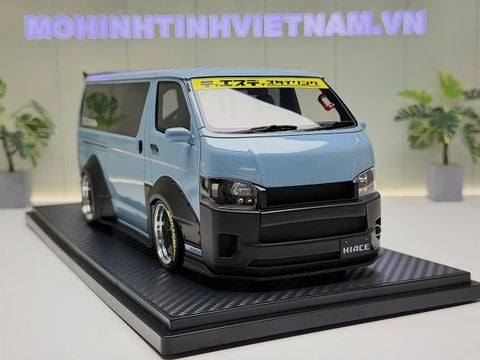  XE MÔ HÌNH TOYOTA HIACE T.S.D WORKS BLUE,TỶ LỆ 1/18 IGNITION 