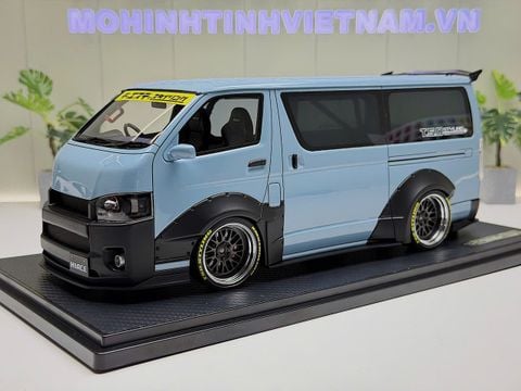  XE MÔ HÌNH TOYOTA HIACE T.S.D WORKS BLUE,TỶ LỆ 1/18 IGNITION 