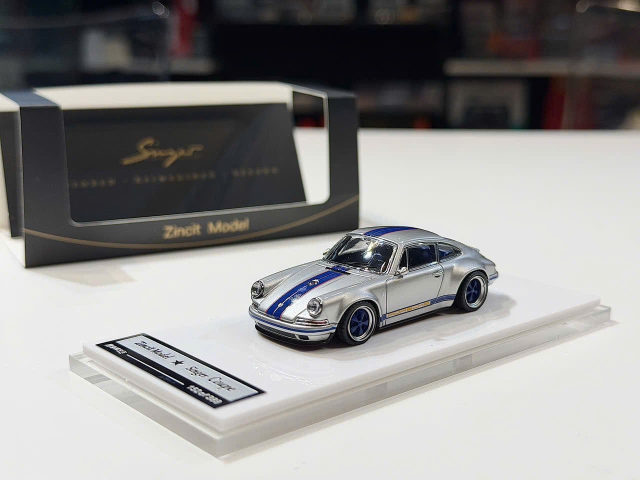 XE MÔ HÌNH PORSCHE SINGER SILVER,TỶ LỆ 1/64 ZINCIT