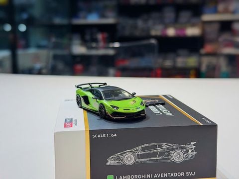  XE MÔ HÌNH LAMBORGHINI AVENTADOR SVJ GREEN,TỶ LỆ 1/64 HUNG HINH TOYS 