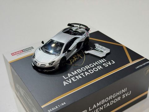  XE MÔ HÌNH LAMBORGHINI AVENTADOR SVJ SILVER,TỶ LỆ 1/64 HUNG HINH TOYS 