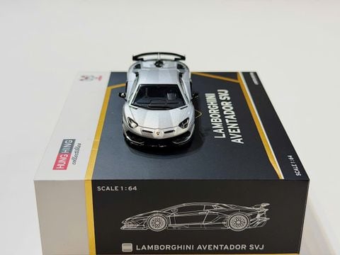  XE MÔ HÌNH LAMBORGHINI AVENTADOR SVJ SILVER,TỶ LỆ 1/64 HUNG HINH TOYS 