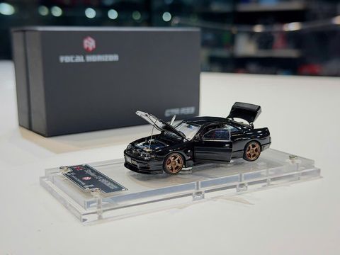  XE MÔ HÌNH NISSAN SKYLINE GT-R R33 BLACK,TỶ LỆ 1/64  FOCAL HORIZON 