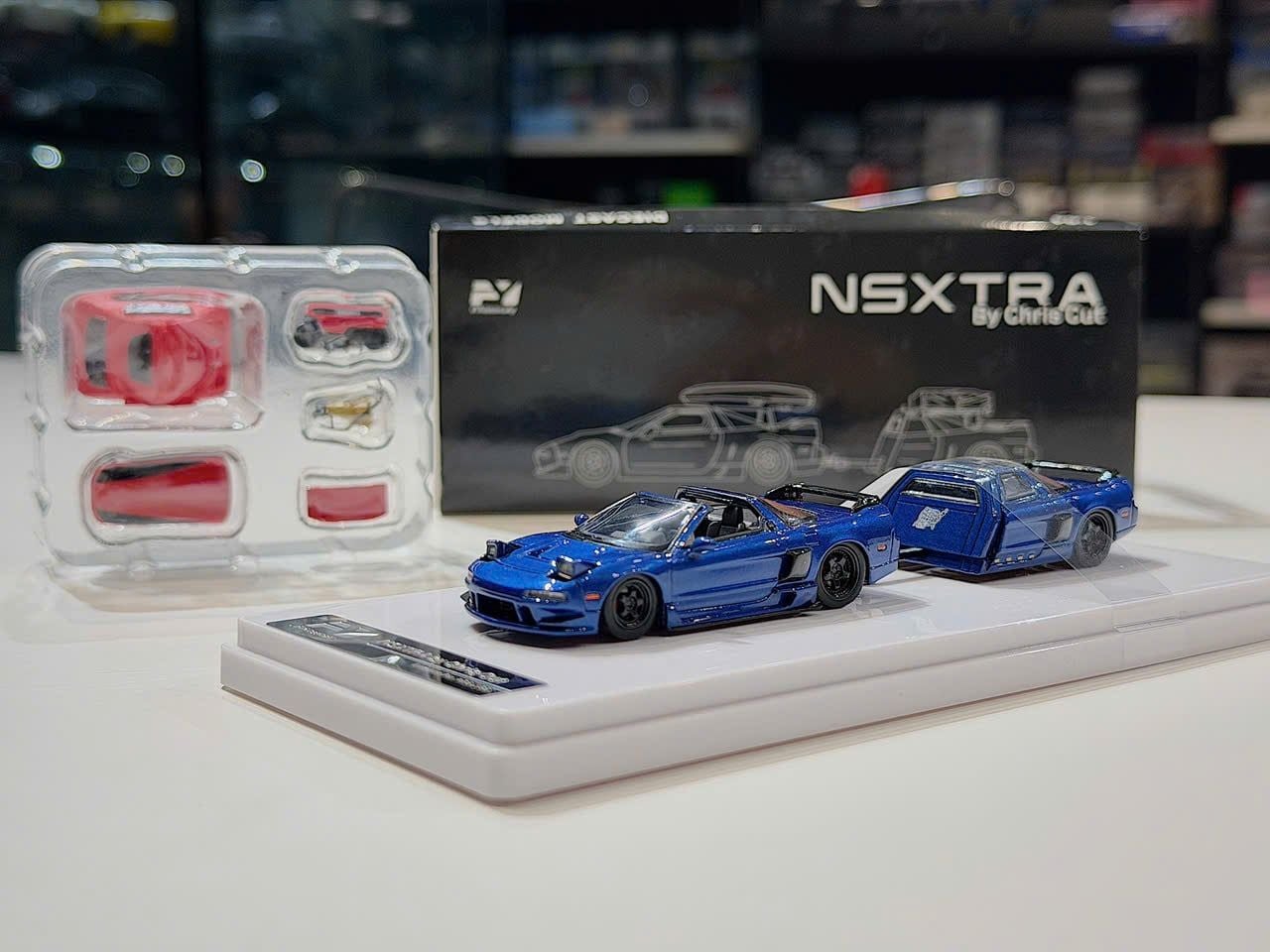 XE MÔ HÌNH HONDA NSXTRA BY CHRIS CUT BLUE,TỶ LỆ 1/64 FINCLASSICALLY