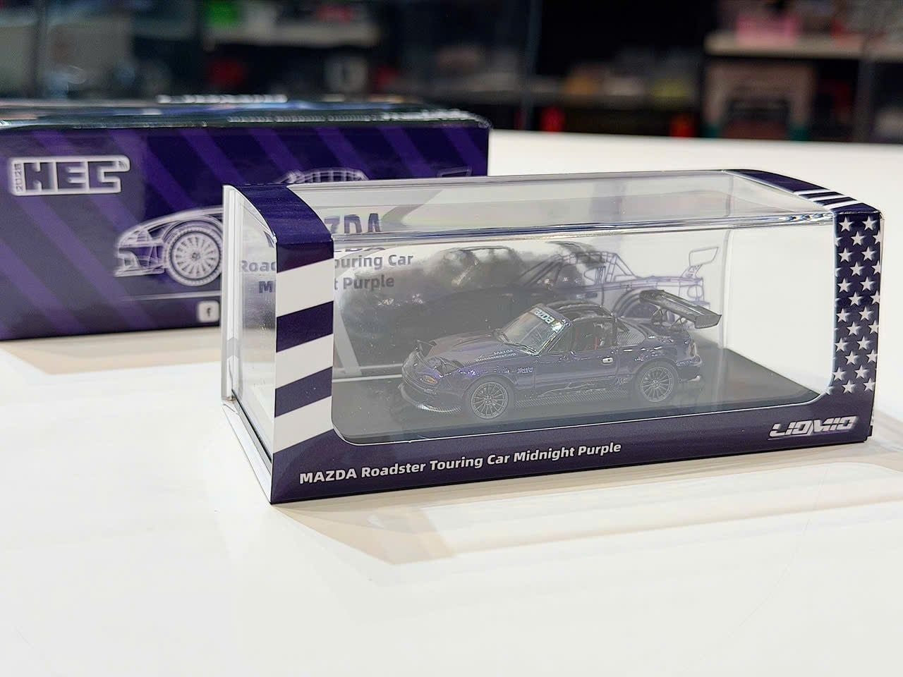 XE MÔ HÌNH HEC 2026 -  MAZDA ROADSTER TOURING CAR MIGNIGHT PURPLE,TỶ LỆ 1/64 LIOMIO